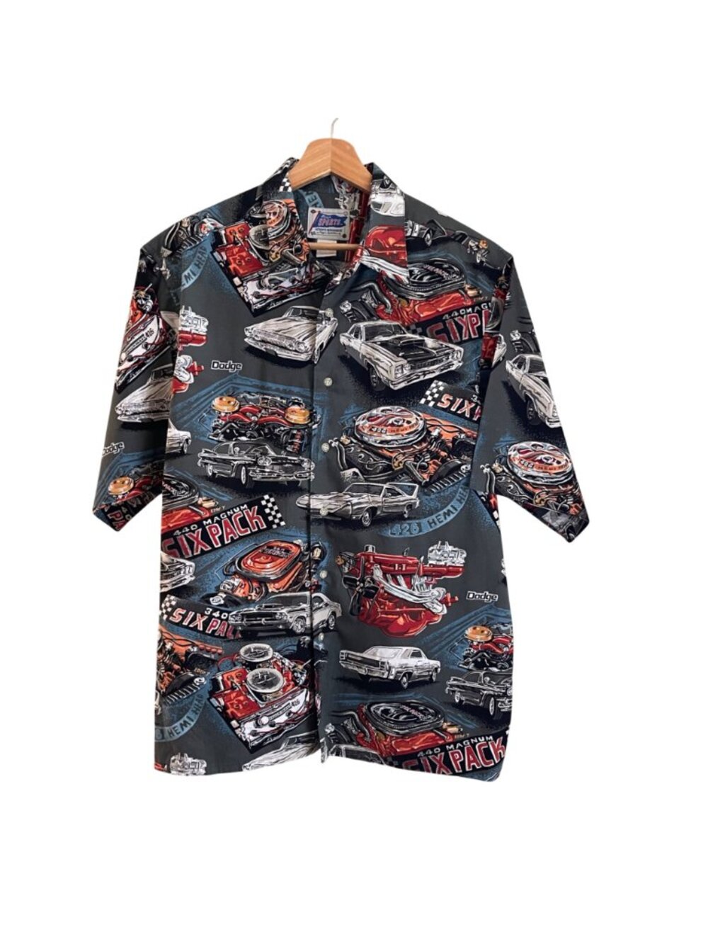 Vintage Reyn Spooner Hawaiian Shirt Size L Dodge 426 Hemi Six Pack Cars Y2K